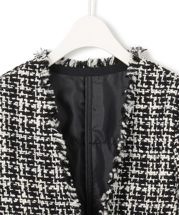 ICB 【CLASSY.1月号掲載】ルレックスツイード ノーカラージャケット ブラック×オフホワイト系