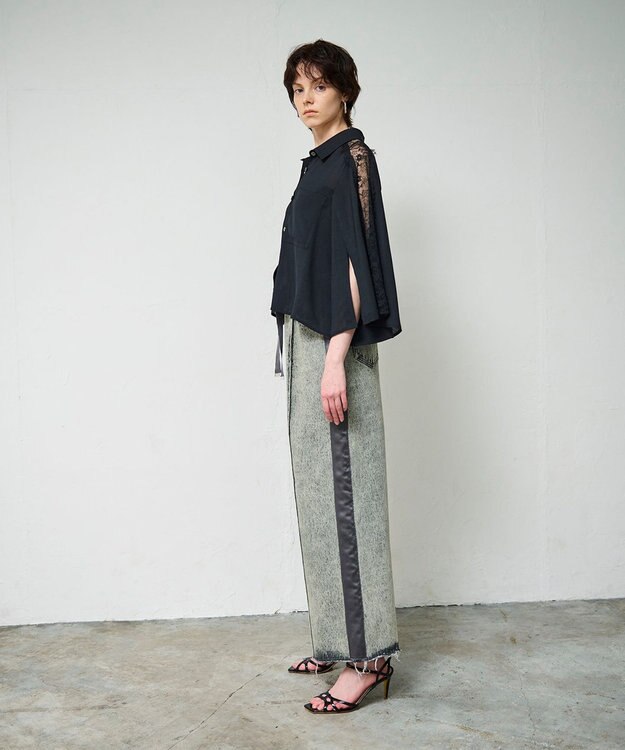 GRACE CONTINENTAL デニムワイドイージーパンツ グレー