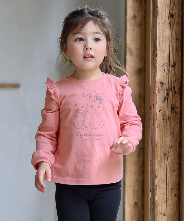 ANY KIDS 【WEB限定】7days プリント 長袖Tシャツ ピンク×ウサギ