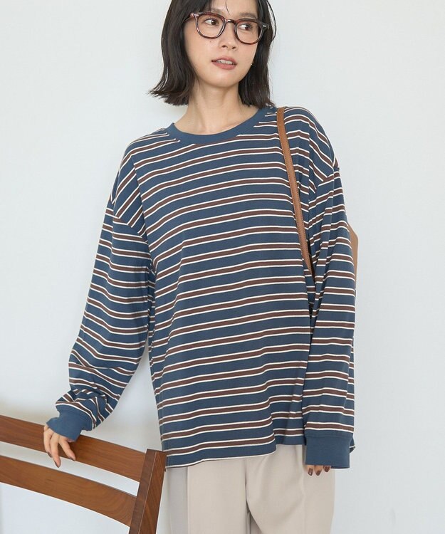 AMERICAN HOLIC アソートボーダーロングTシャツ Navy