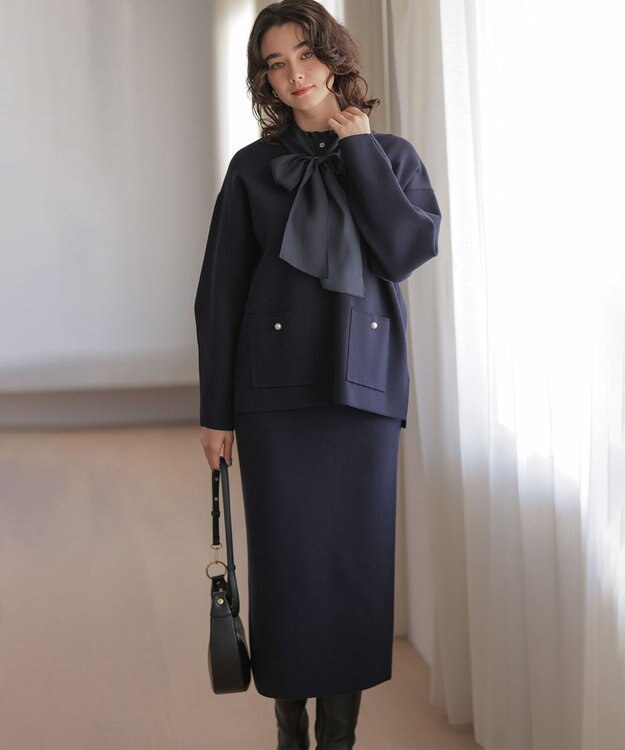 組曲 S 【加藤ローサさん着用】スムースストレッチニットアップ ネイビー系