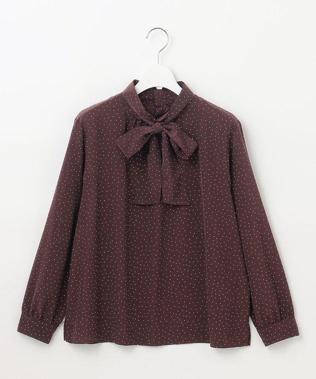 J.PRESS LADIES 【洗える】フェミニッシュパウダー dots ボウタイ ブラウス ワイン系5