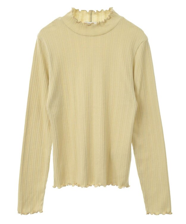 earth music&ecology ランダムチェーンリブハイネックプルオーバー Yellow