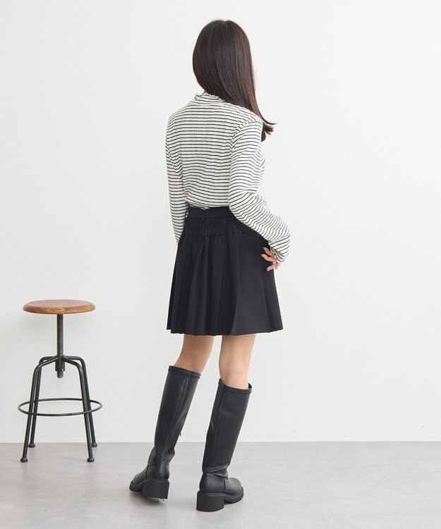 earth music&ecology ランダムチェーンリブハイネックプルオーバー Border