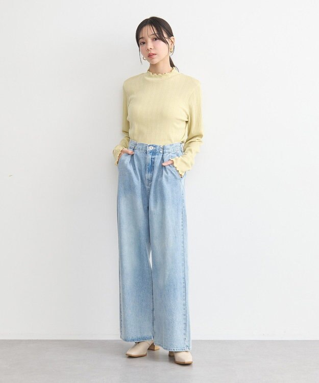 earth music&ecology ランダムチェーンリブハイネックプルオーバー Yellow