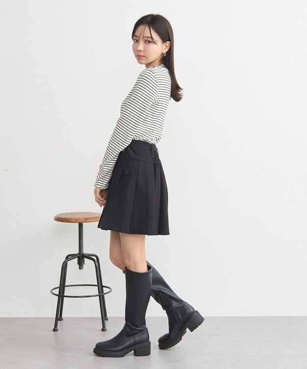 earth music&ecology ランダムチェーンリブハイネックプルオーバー Border