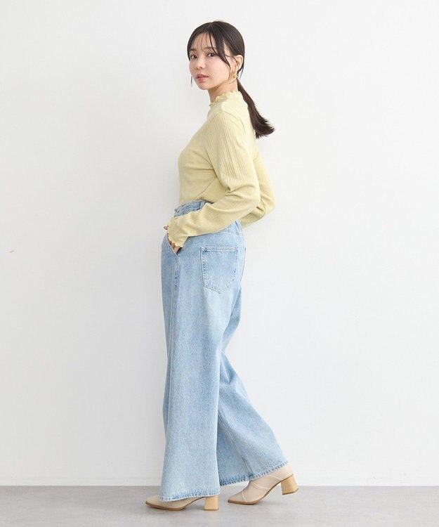 earth music&ecology ランダムチェーンリブハイネックプルオーバー Yellow