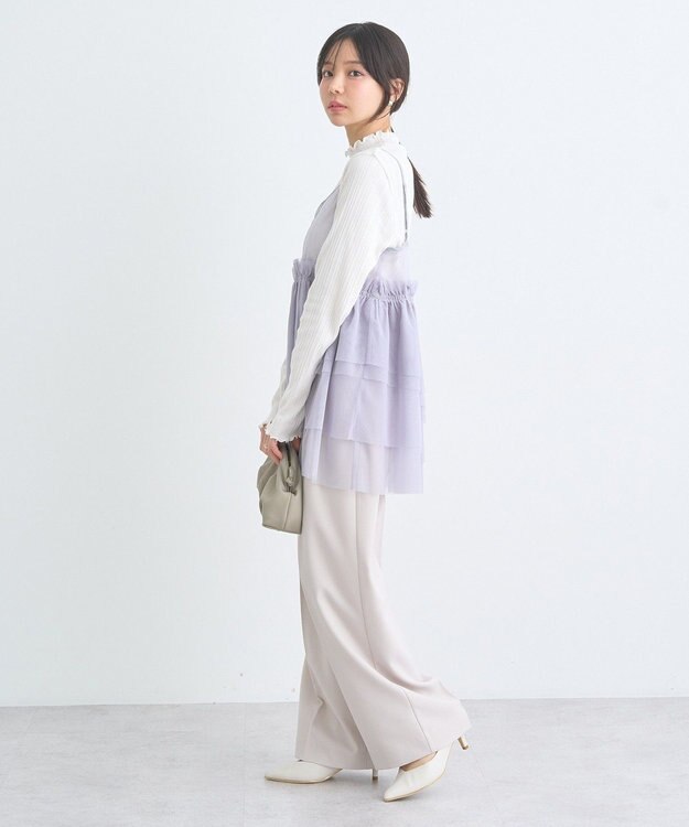 earth music&ecology ランダムチェーンリブハイネックプルオーバー Ivory