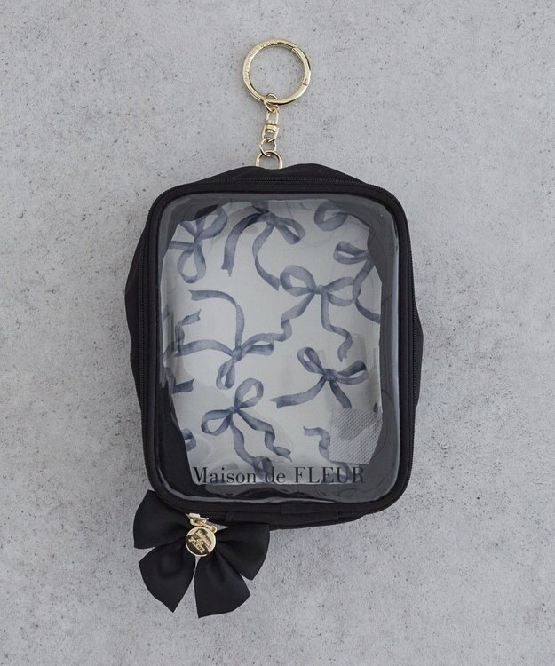 Maison de FLEUR リボンプリントクリアポーチ Black