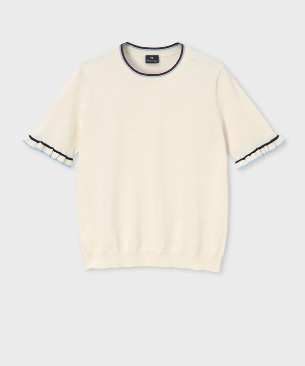 Paul Smith 【洗える】フレアスリーブ 半袖ニット オフホワイト