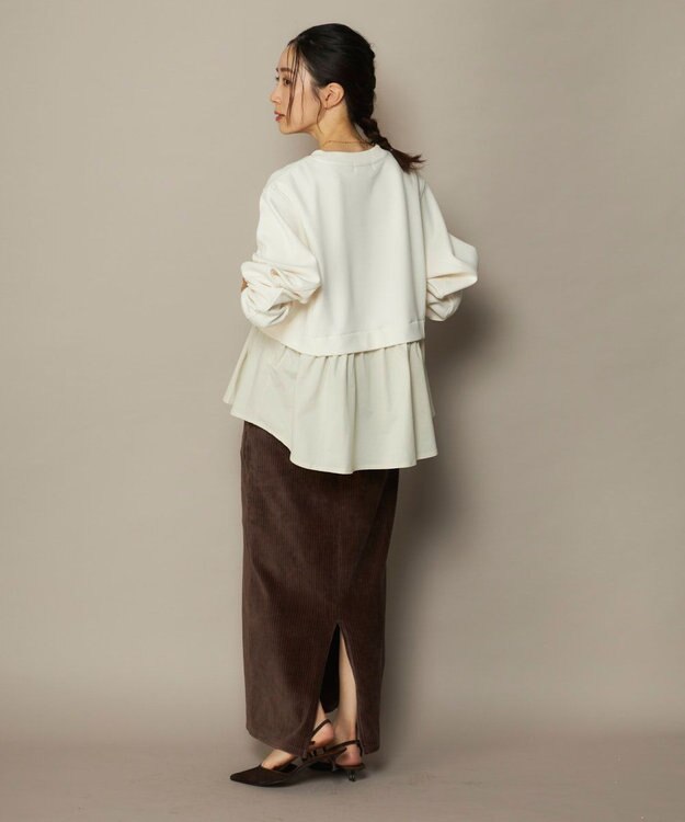 OP／FILA 【ocean pacific】らくティブ/異素材ミックスダンボールプルオーバー ベージュ