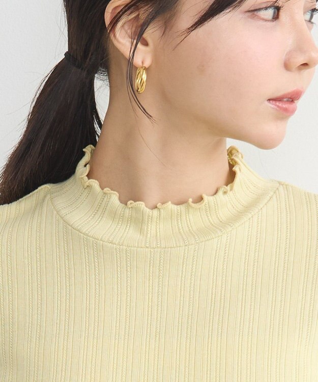 earth music&ecology ランダムチェーンリブハイネックプルオーバー Yellow