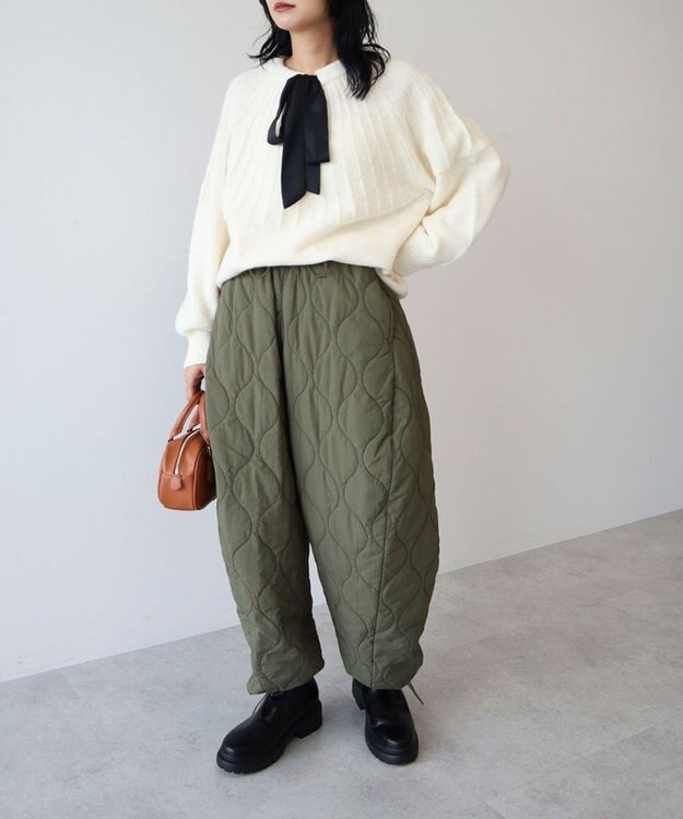 Green Parks ボウタイリボン付きニット Off White