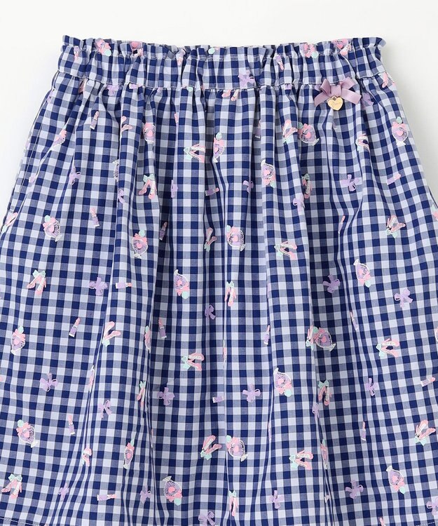 ANY KIDS ギンガム 発泡プリント スカート 青系チェック