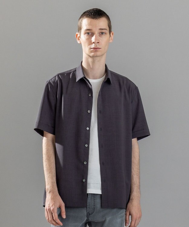 JOSEPH HOMME 【新柄】テクノボイルストレッチ レギュラーカラー半袖シャツ グレー系
