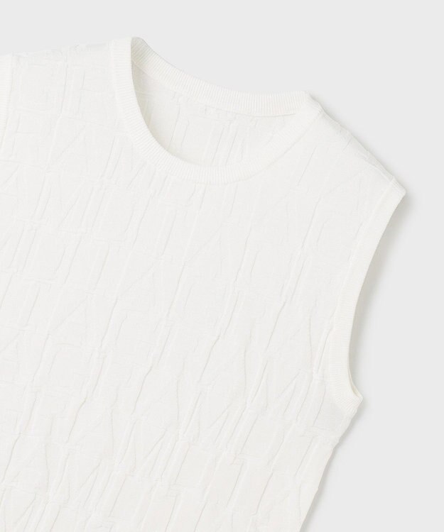 GRACE CONTINENTAL モノグラムニットトップ ホワイト