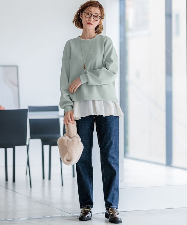 23区 【洗える】コンフォートダンボールジャージー カットソー スモーキーグリーン系