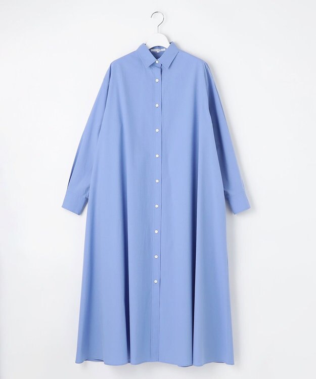23区 【SLOW/一部店舗限定】タンブラーコットンブロード シャツワンピース ブルー系