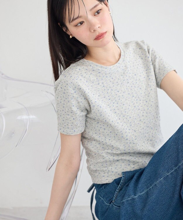 earth music&ecology アイレットミニ裏毛Tシャツ Gray Mixture