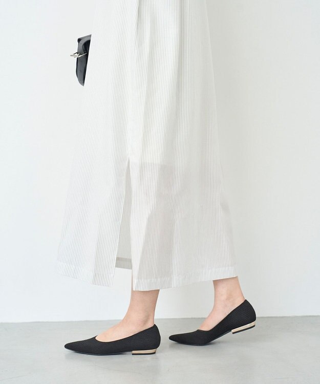 steppi 【洗える/撥水】メタルヒール フラット パンプス ブラック