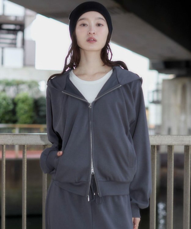 WEGO 【ユニセックス着用ITEM/SMLサイズ展開】ボンディングZIPパーカー ブラック中濃色