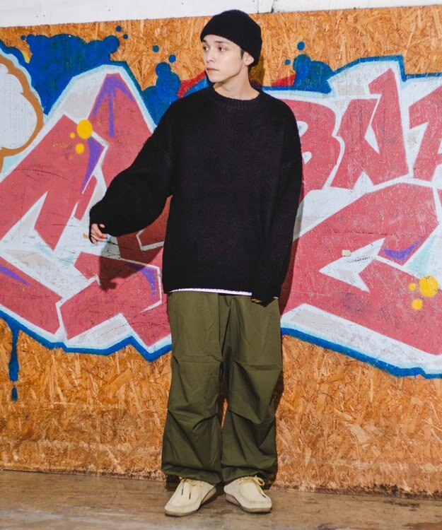 WEGO モヘアライクBIGプルオーバー ブラック