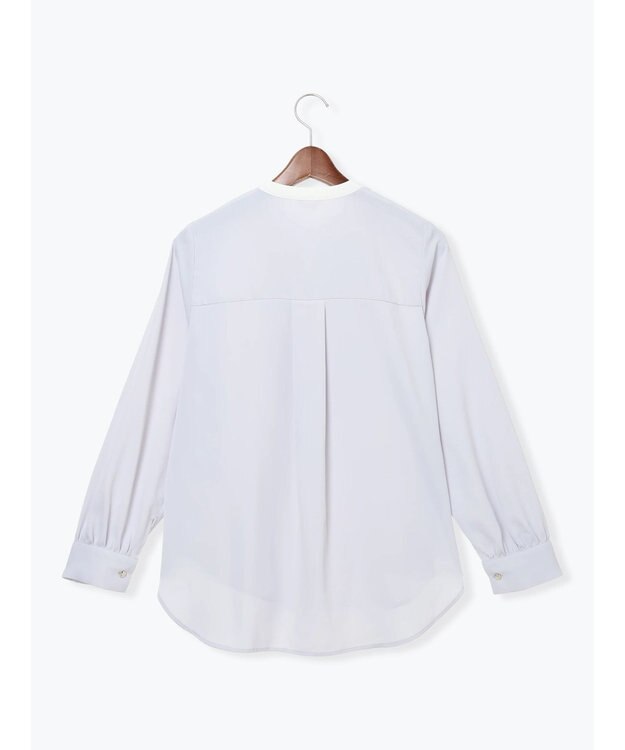 Te chichi フロントフリルバイカラーブラウス グレー