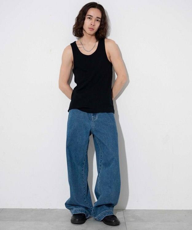 WEGO 【綿100%】リブタンクトップ ブラック