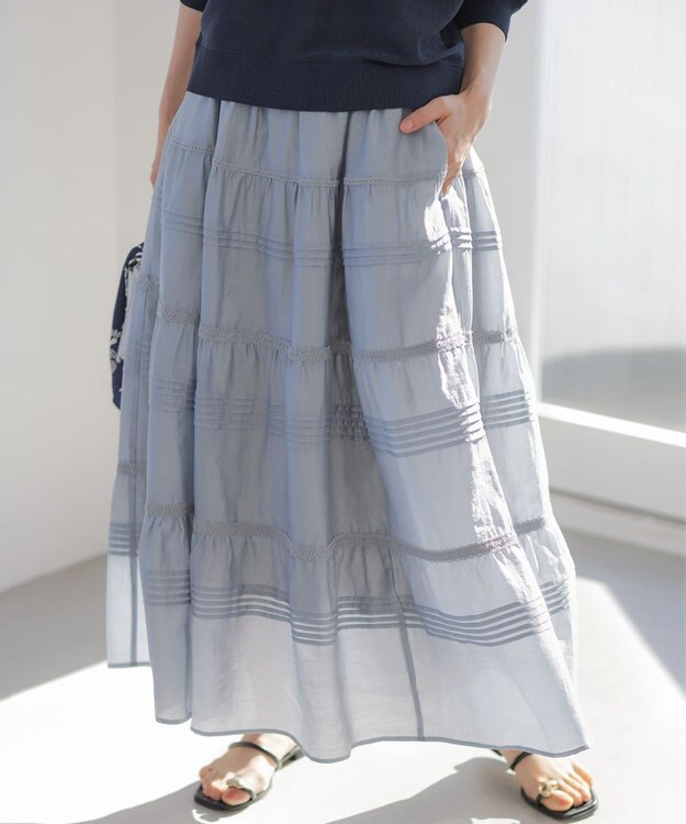 組曲 クラウドローン スカート ブルーグレー系