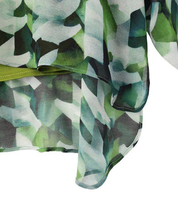 YECCA VECCA [2SET]キャミ付きシアージオメ柄シャツ Green
