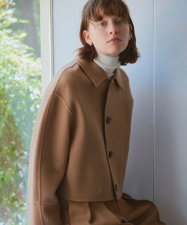 NAVE 【Nave】メルトンリバー ステンカラークロップド コート キャメル系