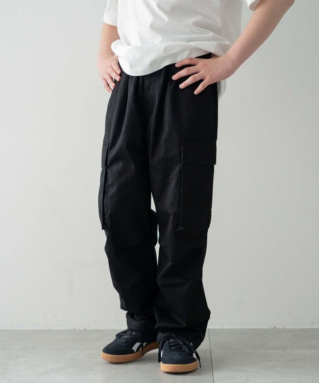 WEGO 【キッズ/150cm/160cm/ウエストゴム】イージーカーゴパンツ（JUNIOR） ブラック