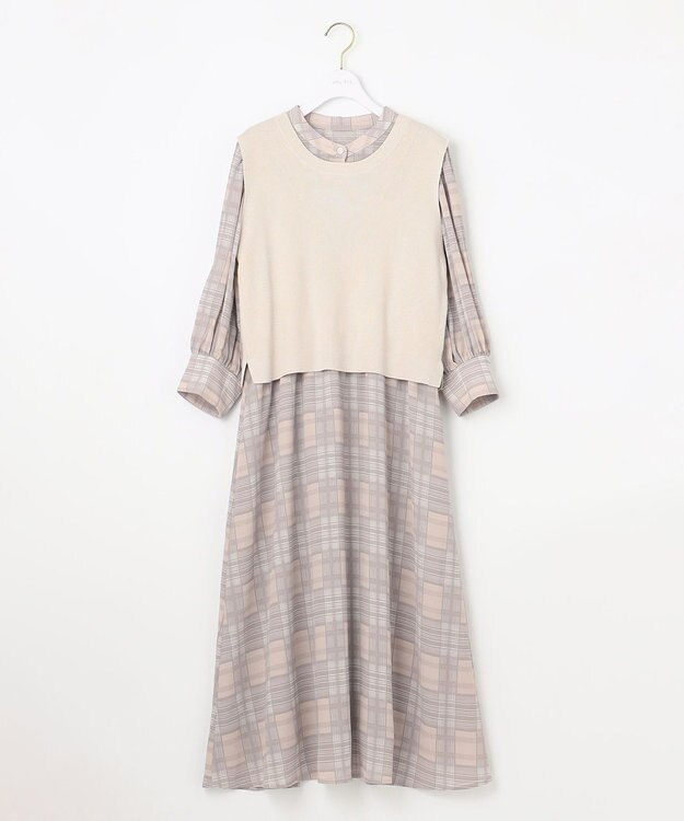 ANY SIS 【2SET】ニットジレワンピース セット ベージュ系