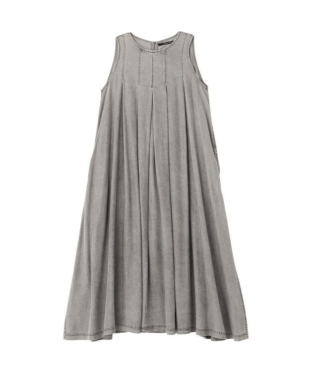 YECCA VECCA バイオ加工ヴィンテージデニムタックワンピース Gray