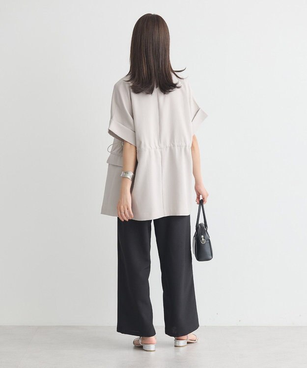 earth music&ecology 半袖サイドドロストジャケット Gray Beige