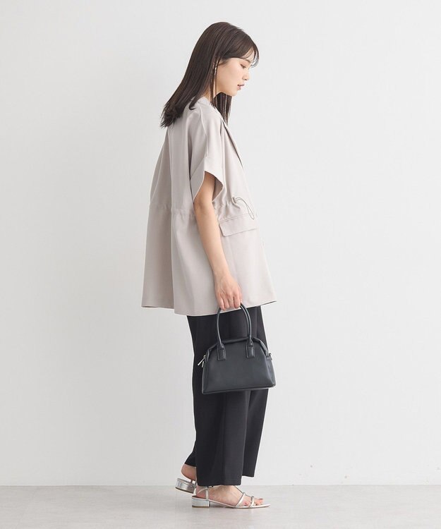 earth music&ecology 半袖サイドドロストジャケット Gray Beige