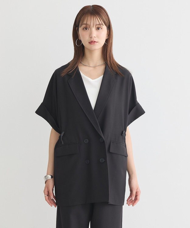 earth music&ecology 半袖サイドドロストジャケット Black