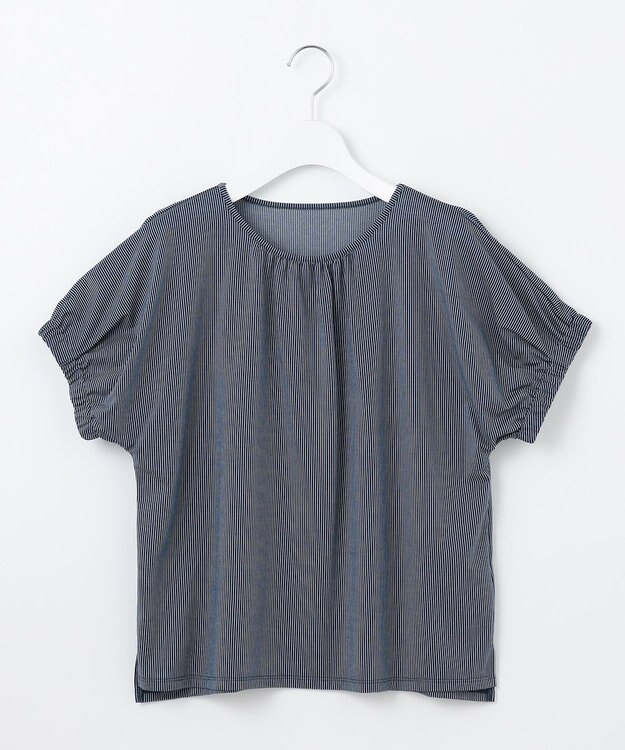 J.PRESS LADIES S 【WEB限定カラーあり・洗える】ストライプジャージー フレンチスリーブ カットソー ネイビーストライプ系