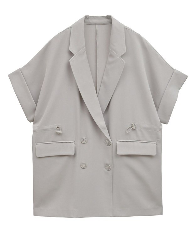 earth music&ecology 半袖サイドドロストジャケット Gray Beige