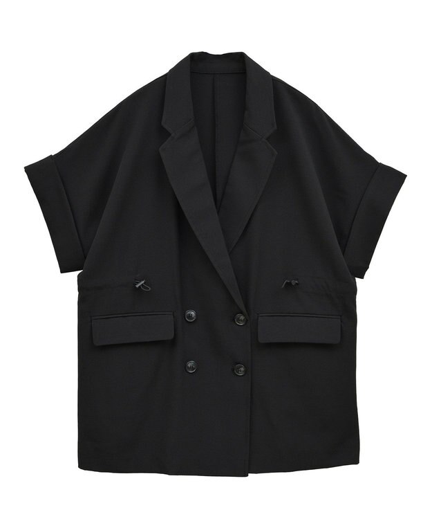 earth music&ecology 半袖サイドドロストジャケット Black