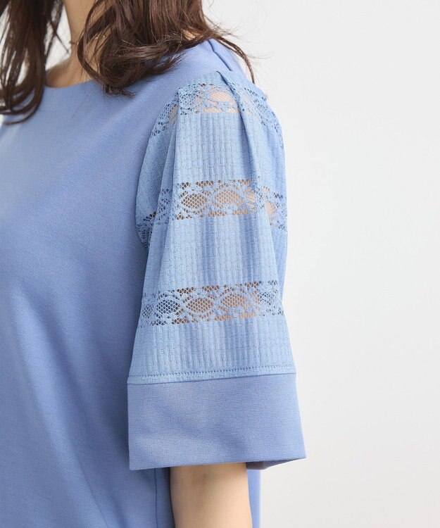 earth music&ecology フレア袖レースプルオーバー Blue
