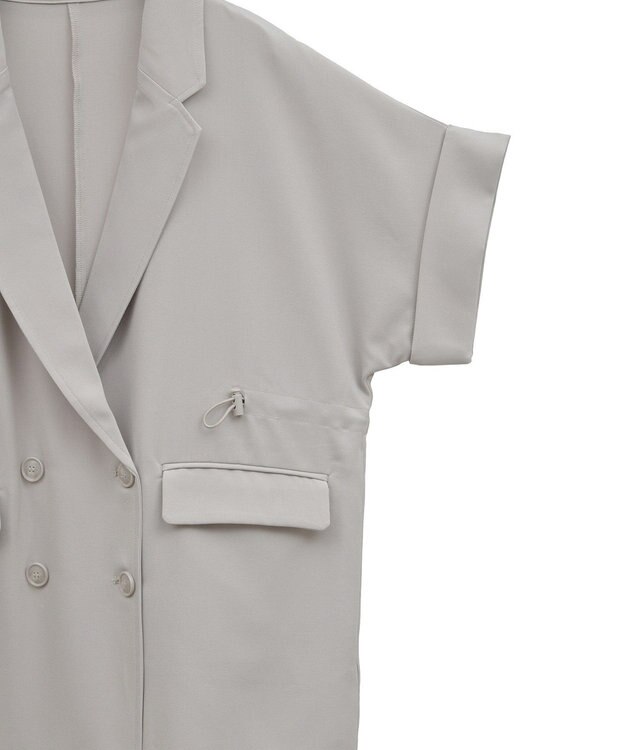 earth music&ecology 半袖サイドドロストジャケット Gray Beige