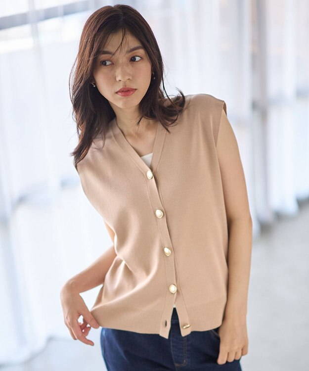 ANY メタルボタンニットベスト ベージュ