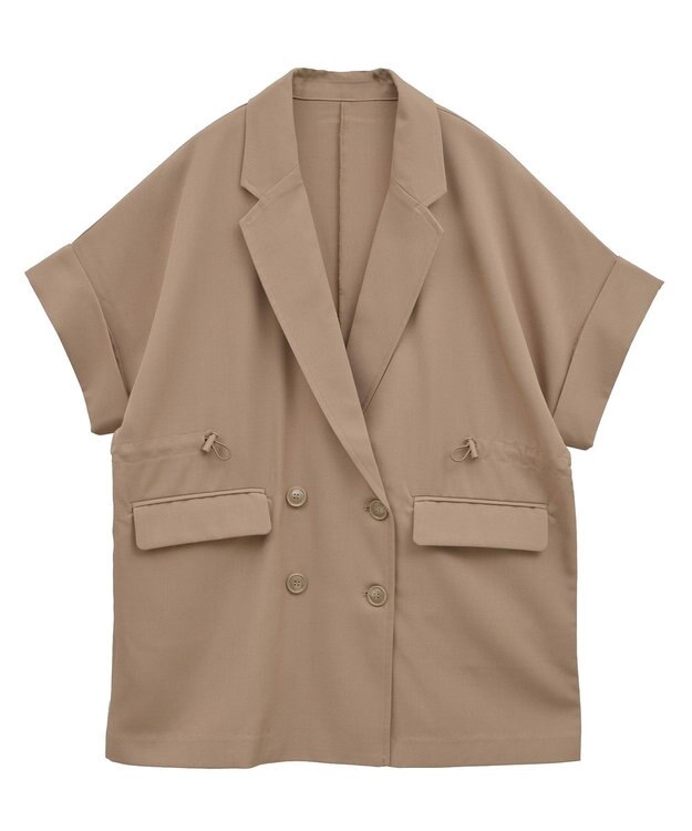 earth music&ecology 半袖サイドドロストジャケット Camel