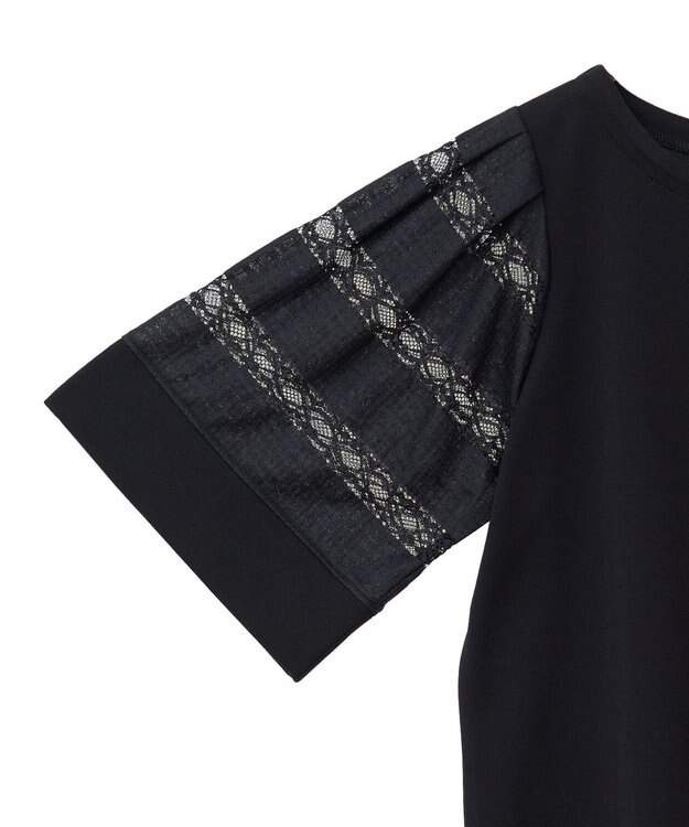 earth music&ecology フレア袖レースプルオーバー Black