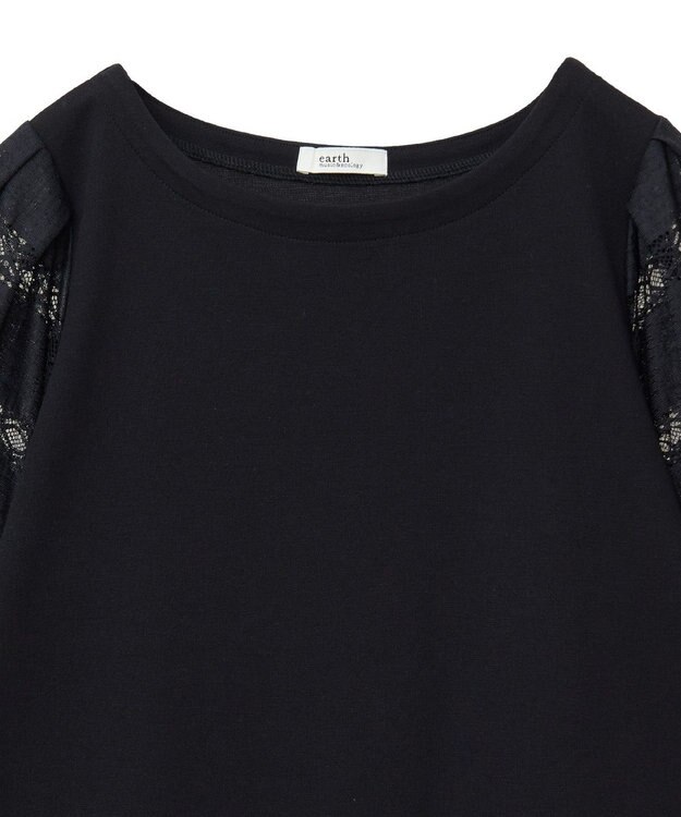 earth music&ecology フレア袖レースプルオーバー Black