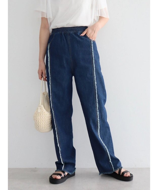 Green Parks ・Double Flags デニムフリンジラインパンツ Dark Indigo