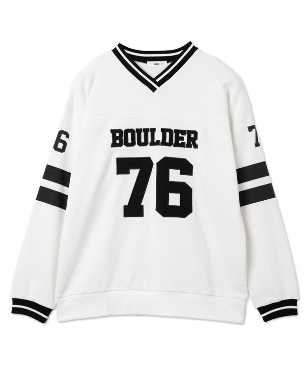 WEGO ナンバリングライン切り替えスウェット ホワイト