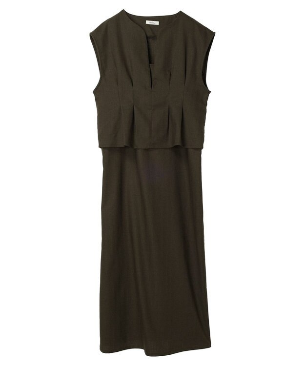 earth music&ecology ＳＥＴ２点ヘリンボーンベスト＋キャミドレ Black