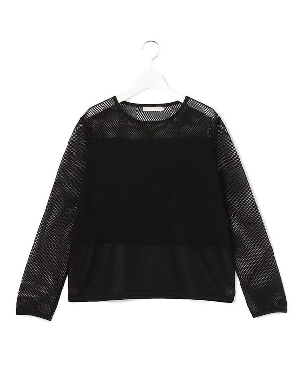 ICB L パネルパターンメッシュ ニットプルオーバー ブラック